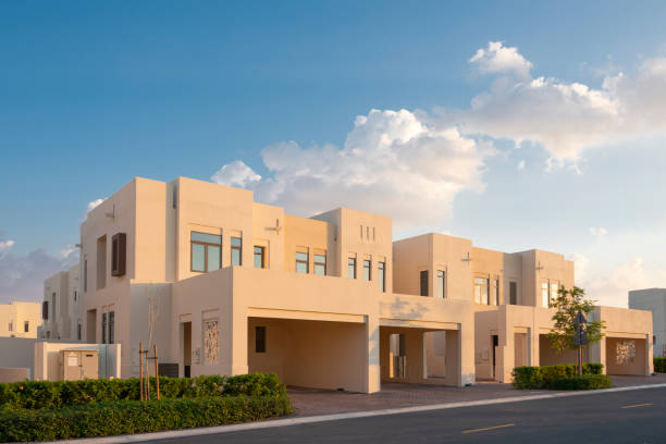 istock Townhouse villa gated compound luxury housing development. 1201722814
