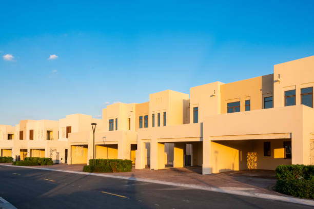 istock Townhouse villa gated compound luxury housing development. 1201722902