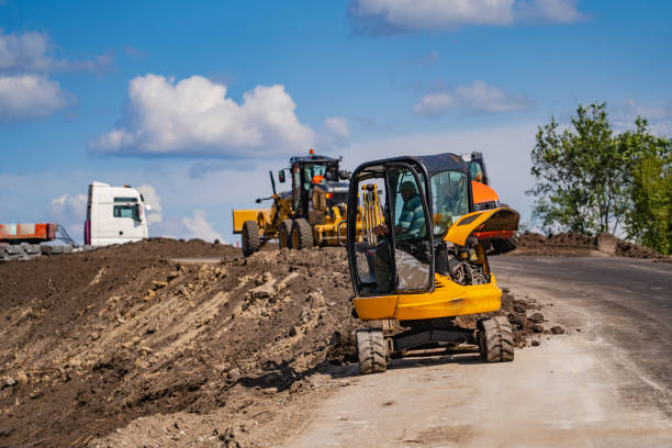 istock Tractor, roller on the road repair site. 1201723240
