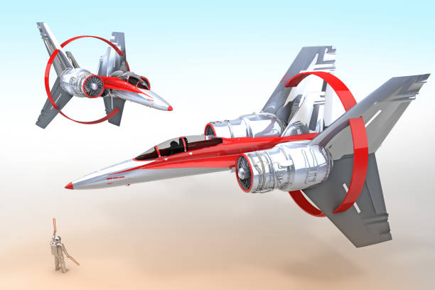 futuristisches jagdflugzeug hangar - air force fighter plane pilot military stock-fotos und bilder
