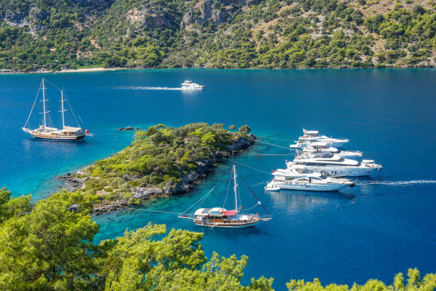 istock Blue voyage. Daily boat trip. Boat trip. 1201723366