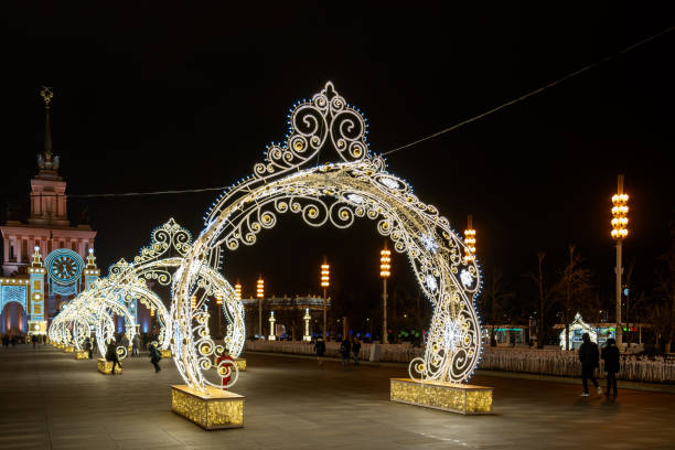 esculturas de luz de natal em vdnkh - vdnh - fotografias e filmes do acervo