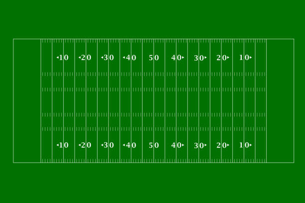 lapangan sepak bola amerika memandang puncak dalam desain datar. ilustrasi vektor - court line ilustrasi stok