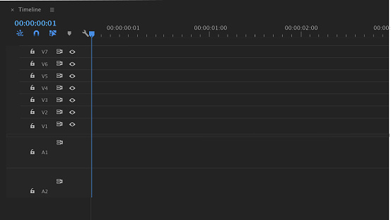 Illustration of a blank timeline from Adobe Premiere Pro