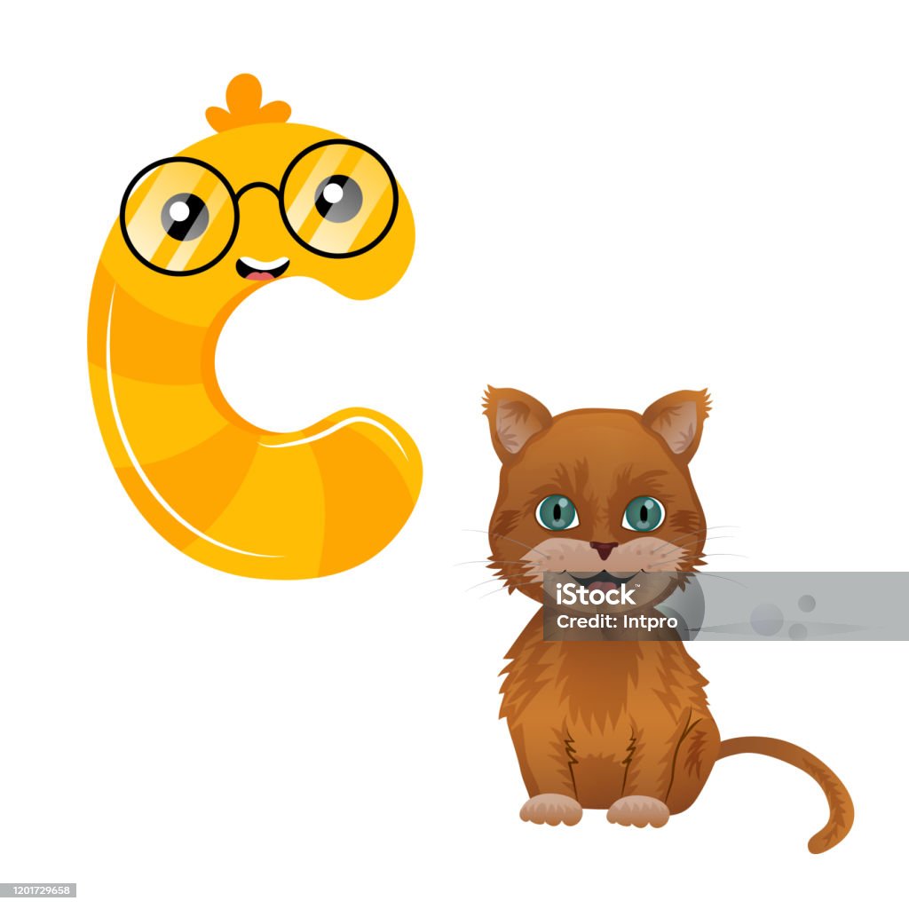 Vector Cute Childish Cartoon English Alphabet Letter C With Kitten The  Letter Like Fictional Character Flat Style Vector Illustration Stock  Illustration - Download Image Now - iStock