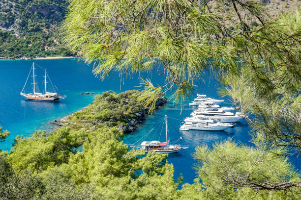 istock Blue voyage. Daily boat trip. Boat trip. 1201735509
