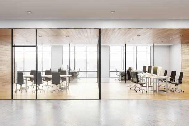 istock Modern wooden coworking office 1201736754