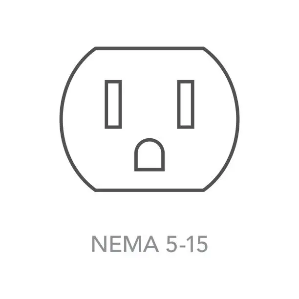 Vector illustration of NEMA 5-15 Electric Vehicle Plug Icon