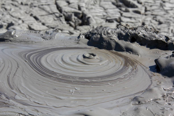 Mud active volcano in Azerbaijan. Close up. Mud active volcano in Azerbaijan. Close up. baku national park stock pictures, royalty-free photos & images