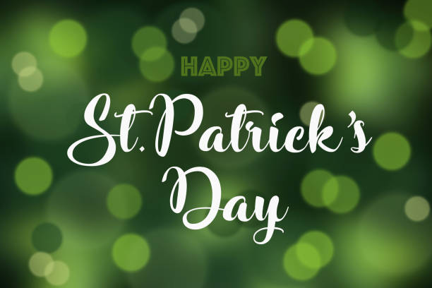 Happy St Patrick's day on a defocused bokeh background stock photo.