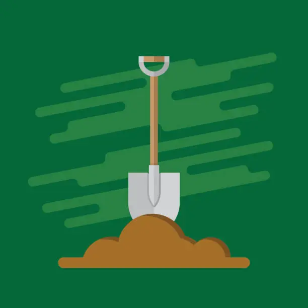 Vector illustration of Shovel Digging Icon Flat