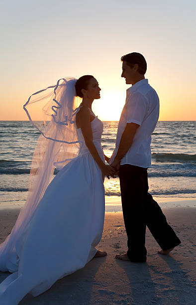 istock Bride & Groom Married Couple Sunset Beach Wedding 120175464