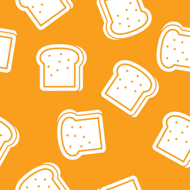 Bread Pattern Silhouette Vector illustration of bread in a repeating pattern against a golden background. bread backgrounds stock illustrations