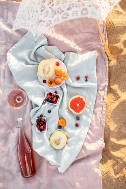 Beautiful summer picnic on the beach.