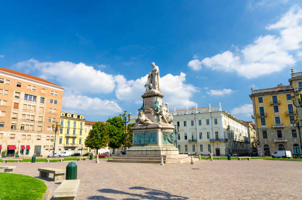 istock Monumento a Camillo Benso conte di Cavour statue on Piazza Carlo Emanuele II square with old buildings around in historical city centre of Turin Torino city in beautiful summer day, Piedmont, Italy 1201756619