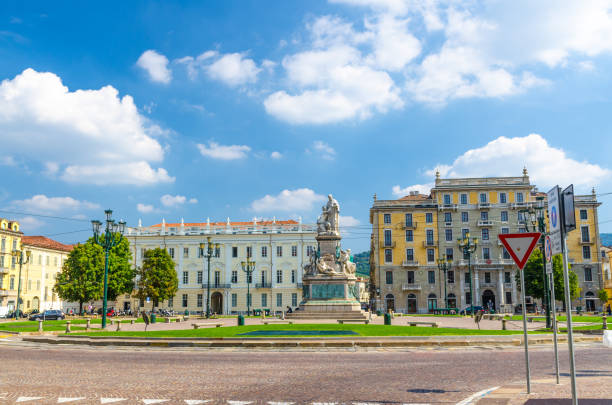 istock Monumento a Camillo Benso conte di Cavour statue on Piazza Carlo Emanuele II square with old buildings around in historical city centre of Turin Torino city in beautiful summer day, Piedmont, Italy 1201756647