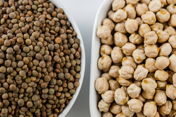 istock Mediterranean legumes. Lentils and chickpeas. 1201759090