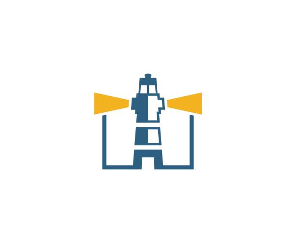 leuchtturm-logo - lighthouse reef stock-grafiken, -clipart, -cartoons und -symbole