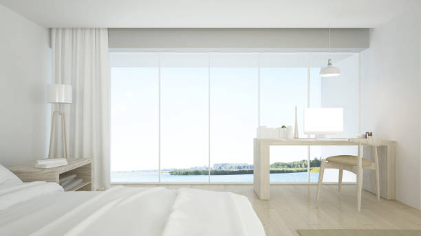 istock 3D Rendering corner interior bedroom space and view nature 1201775858