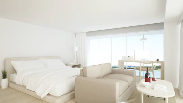 istock 3D Rendering corner interior bedroom space and view nature 1201775865