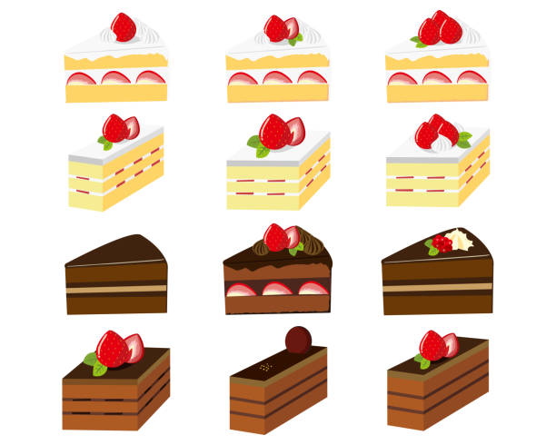 Cake vector illustration . Sweets, desserts . chocolate cake . Shortcake Cake vector illustration . Sweets, desserts . chocolate cake . Shortcake cream cake stock illustrations