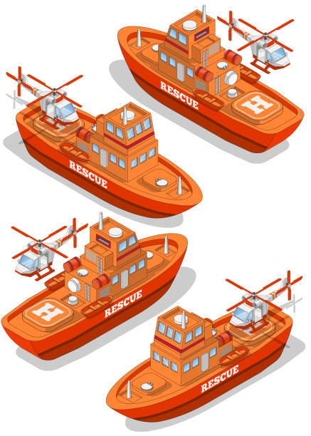 rettungsboot. - rescue helicopter coast guard protection stock-grafiken, -clipart, -cartoons und -symbole