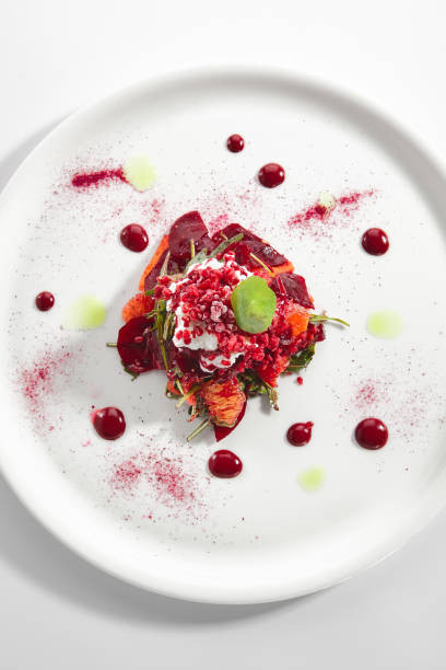 istock Baked Beet Salad with Citrus Fruits and Stracciatella Isolated 1201784720