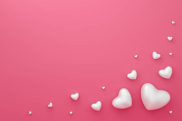 Happy Valentines Background With Abstract White Hearts Frame Pattern On  Love Pink Wallpaper Blank Romantic Template 3d Rendering Stock Photo -  Download Image Now - iStock