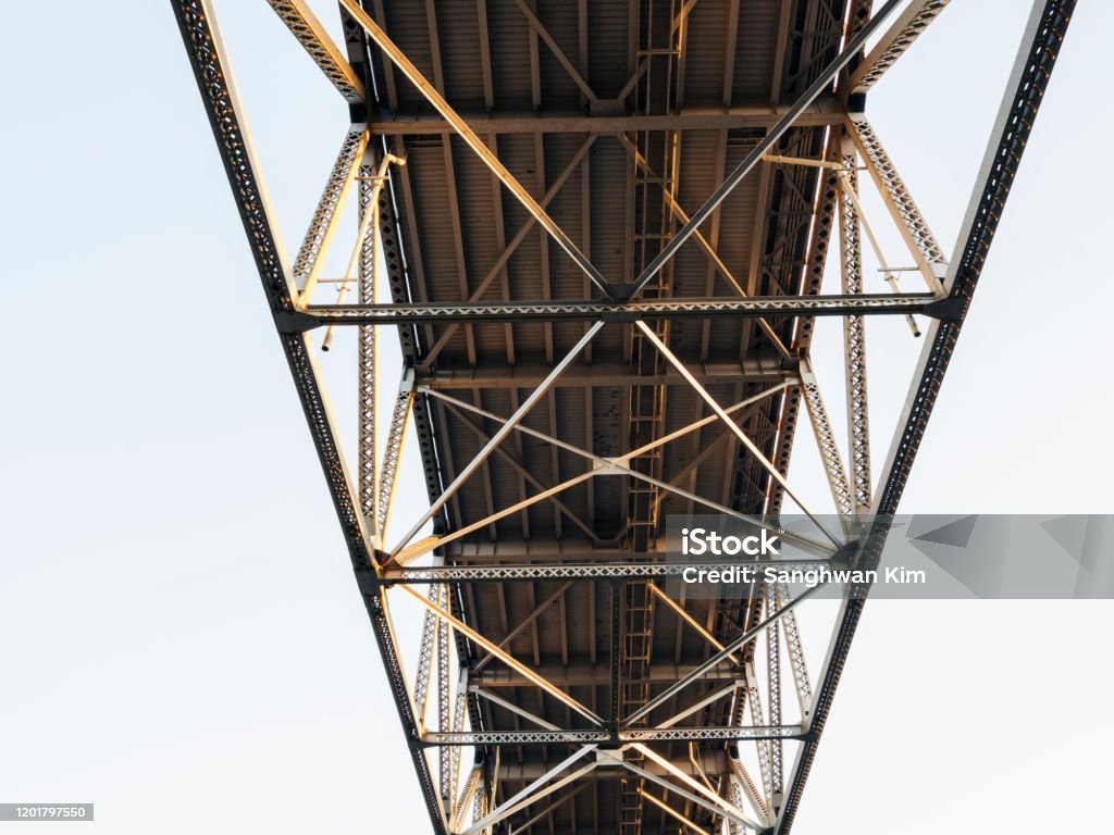 Triangular Base Structural Frame Triangular Frame Structures Underneath A Metal Bridge Stock Photo ...