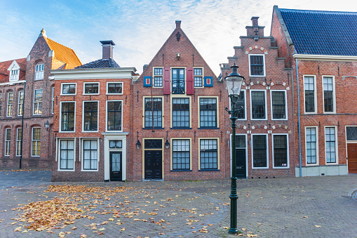Facades of old houses in the historic center of Groningen, Netherlands