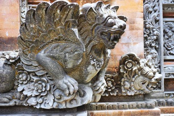 istock Carved stone gargoyle on a Balinese temple 1201804824
