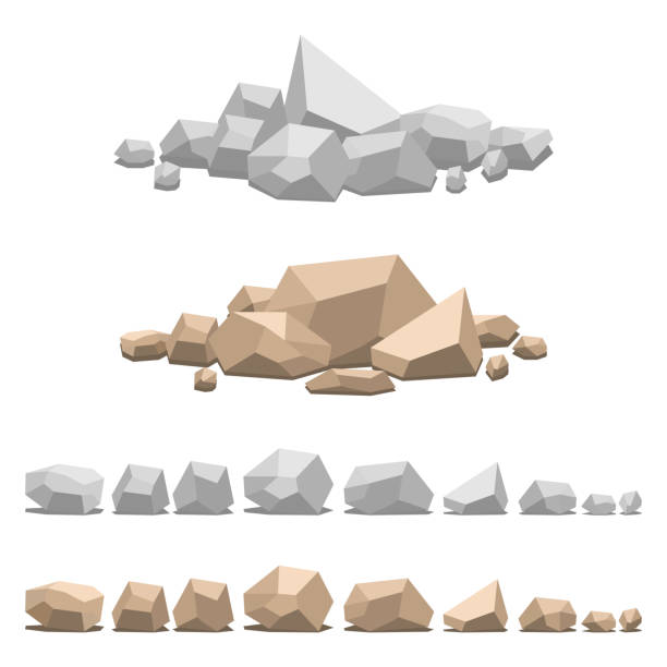 ilustrações de stock, clip art, desenhos animados e ícones de set of different stones on plain backgrounds - rock stone stack textured