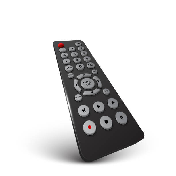 Realistic 3d tv remote Vector three dimensional tv remote control on plain backgrounds remote control stock illustrations