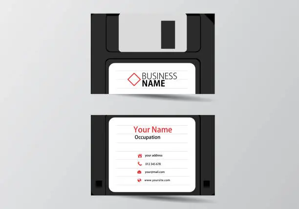 Vector illustration of Floppy disk business card