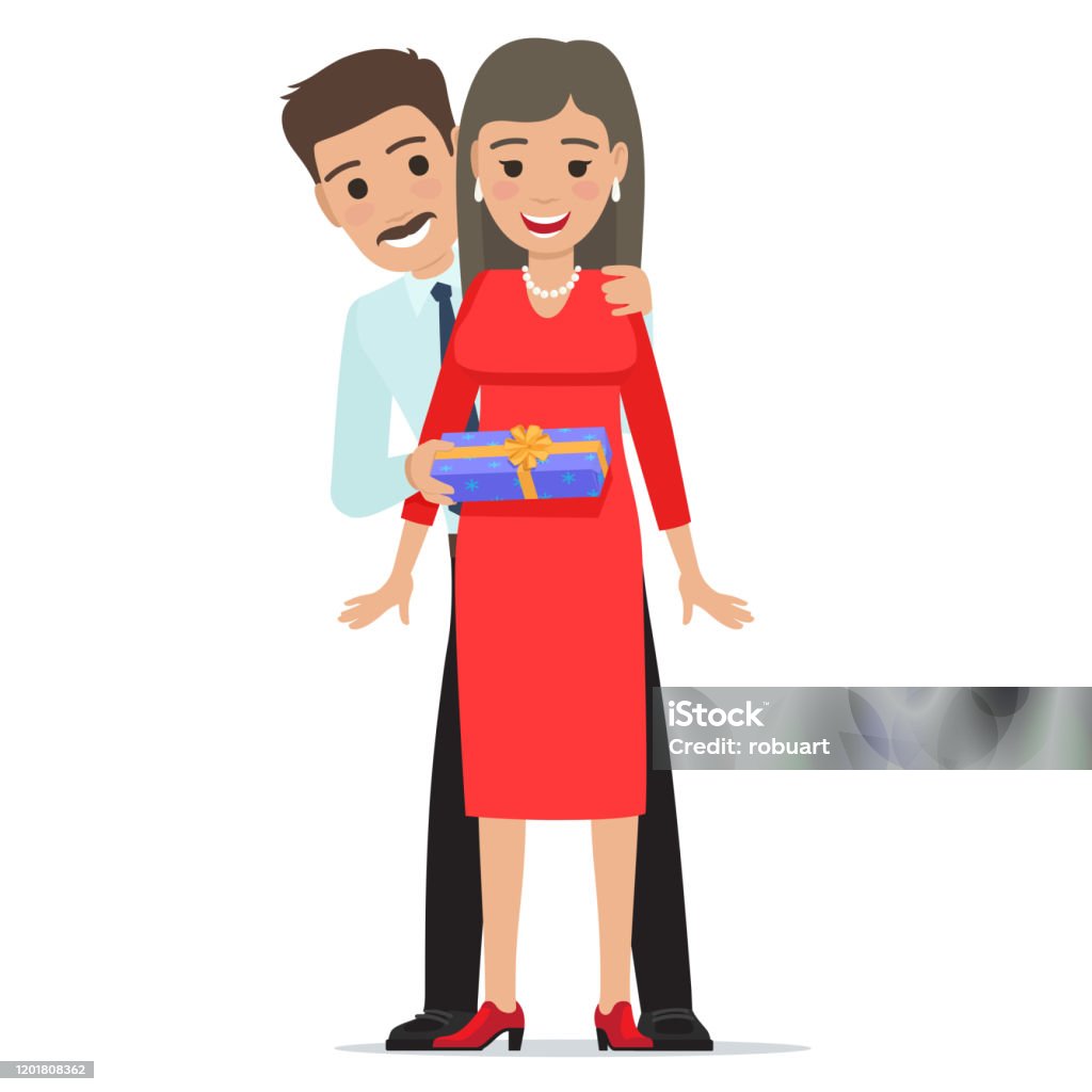 Husband Makes His Wife Present Cartoon People Stock Illustration - Download Image Now - Adult, Affectionate, Anniversary - iStock Husband Makes His Wife Present Cartoon People Stock Illustration - Download Image Now - Adult, Affectionate, Anniversary - iStock