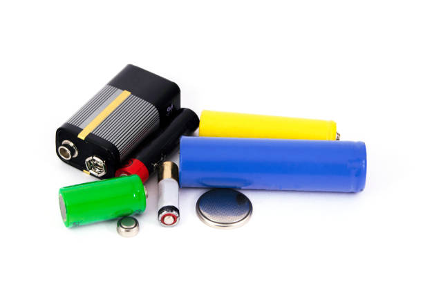 istock different types of batteries and accumulators color on white background, isolated 1201808704