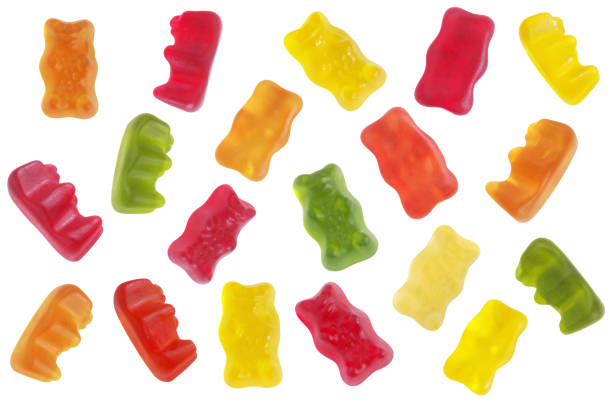 gummy bären süßigkeiten isoliert - gummibärchen stock-fotos und bilder