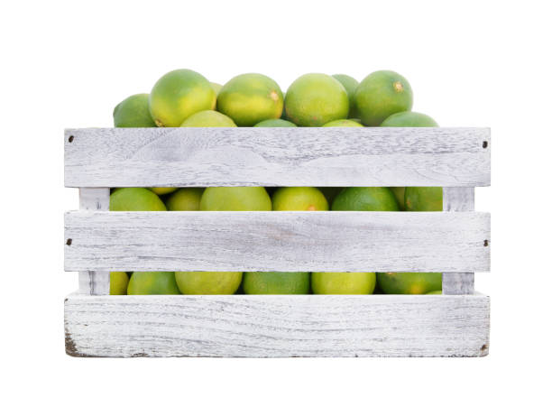 istock Limes in wooden box isolated 1201813290
