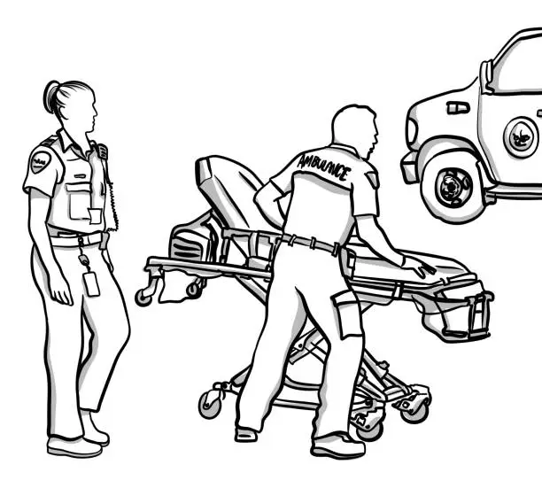 Vector illustration of First Responders On The Run