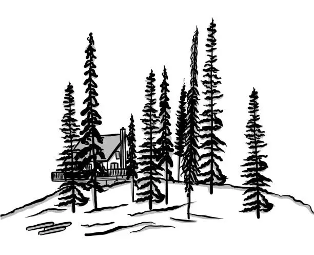 Vector illustration of Hidden Cottage