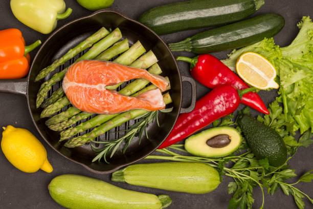 Salmon and vegetables source of omega-3, protein
