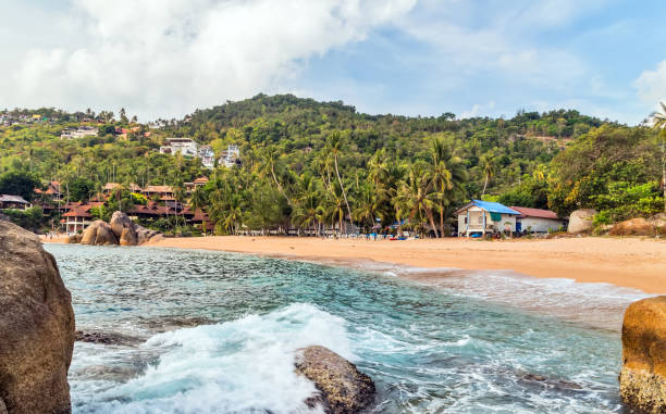 istock Tropical rock Thailand island panoramic beach 1201818971