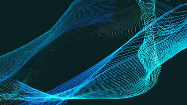 istock Smart digital colorful neon light line wave in dark space, techno digital world innovation investment news presentation blue backgrounds 1201824102