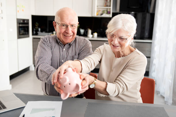 istock Senior couple is trying to get the savings 1201829432