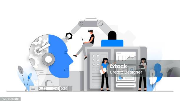 Vector Illustration Of Artificial Intelligence Concept Flat Modern Design For Web Page Banner Presentation Etc Stock Illustration - Download Image Now