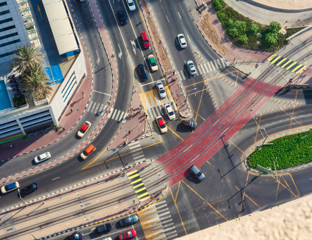 istock cars in city intersection, aerial view 1201831697
