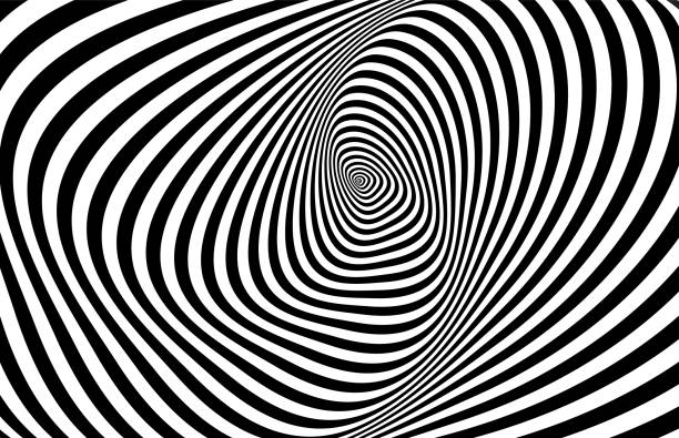 Optical 3D illusion Hypnotic stripes ornament. spiral stock illustrations