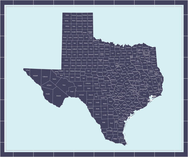 ilustraciones, imágenes clip art, dibujos animados e iconos de stock de mapa de condados de texas imprimible - rusk county