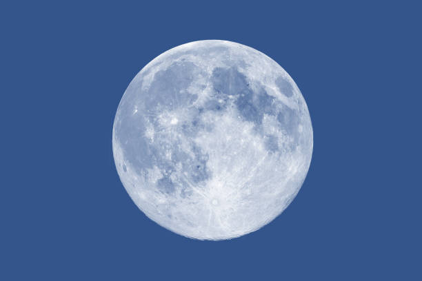 Full Moon in Classic Blue Pantone color of the year 2020 Full Moon in a Classic Blue Pantone color of the year 2020 hue pop art photos stock pictures, royalty-free photos & images