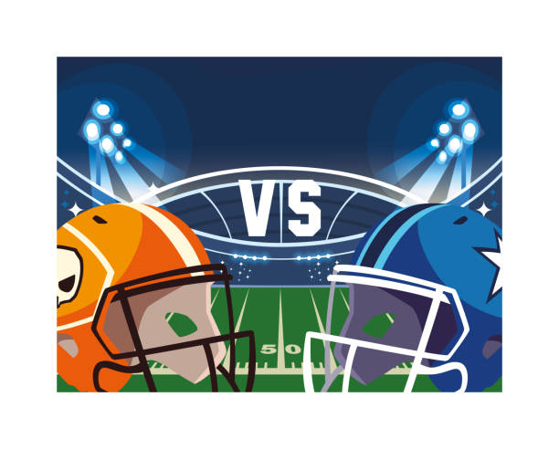 illustrations, cliparts, dessins animés et icônes de stade de football avec des casques, super cuvette - football helmet playing field american football sport